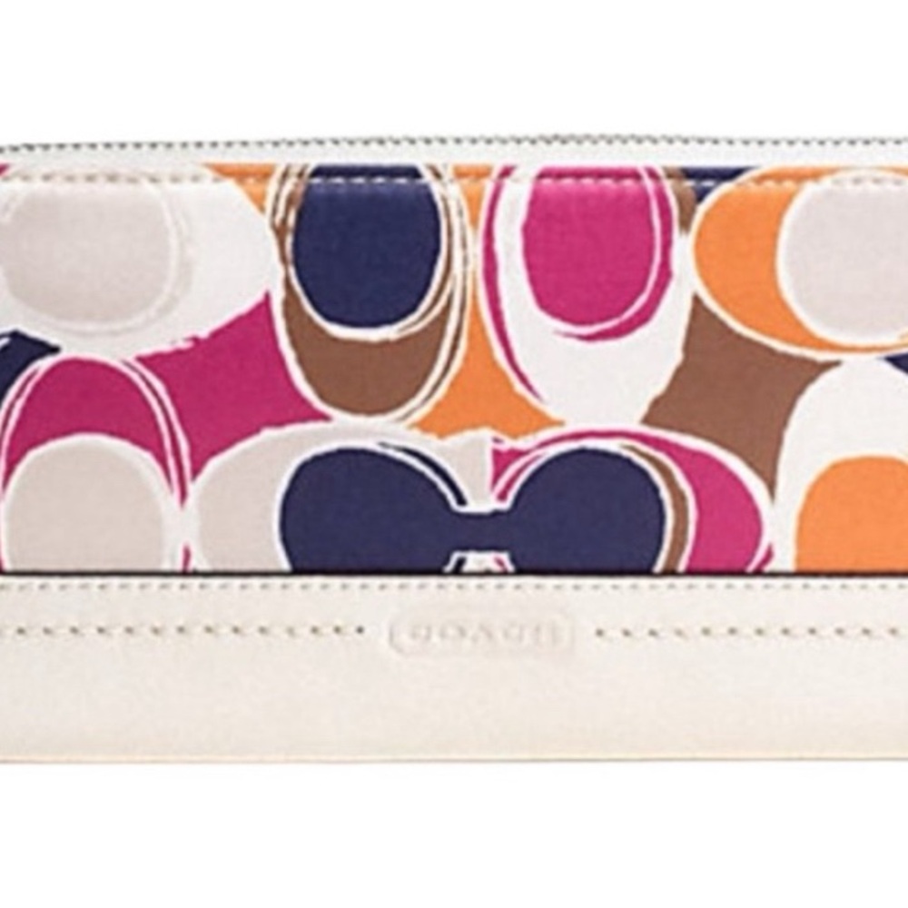Coach Park Hand Drawn Scarf Print Accordion Zip Wallet NWT 7.75” by 4”